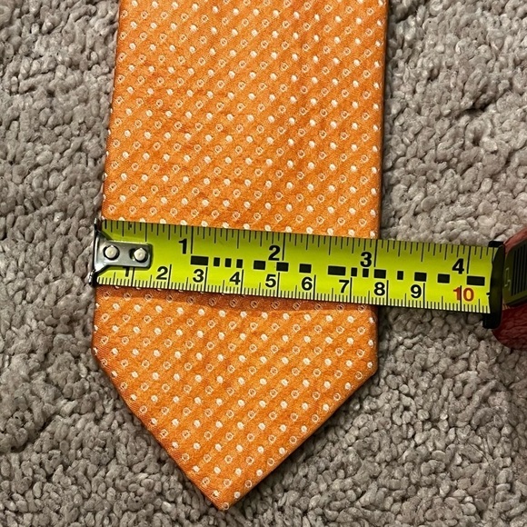 BREUER Tie 100% Silk Orange White Geometric Dots Preppy Classic Designer - Picture 7 of 7